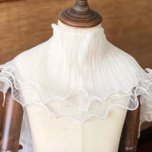 2 Yards White DIY Organza Ruffle Lace Trim 3 Layers Lace Fabric Decoration Clothing Materials Wedding Dress Accessories 18cm