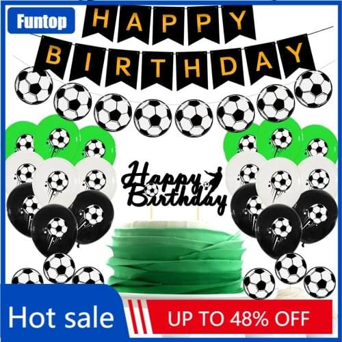 27pcs Happy Birthday Kids Football Theme Party Decoration Soccer Hanging Banner Cake Topper Birthday Party Balloon Supplie Decor