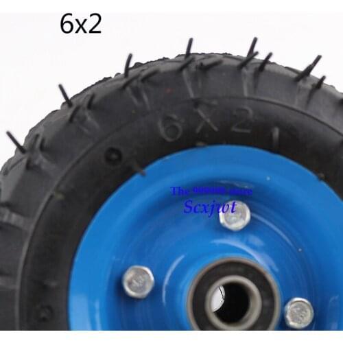 Free shipping 6x2 tire blue tyre rim 6 inch 15cm pneumatic wheel pump wheel trolley Cart Air Wheel