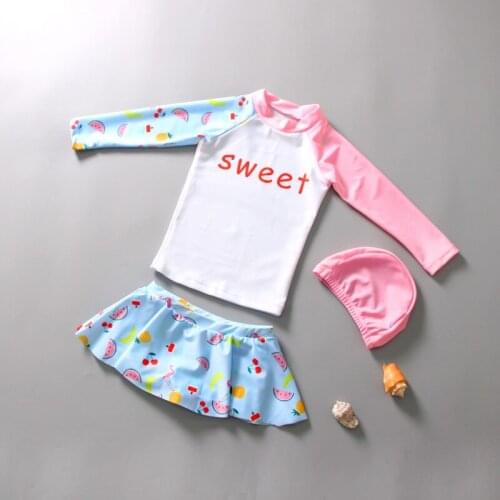 Bikini Girls Kids 2020 Child Childrens Swimwear For Baby Clothing Female Sun Proof Medium Sized Children Swimsuit Korean Split