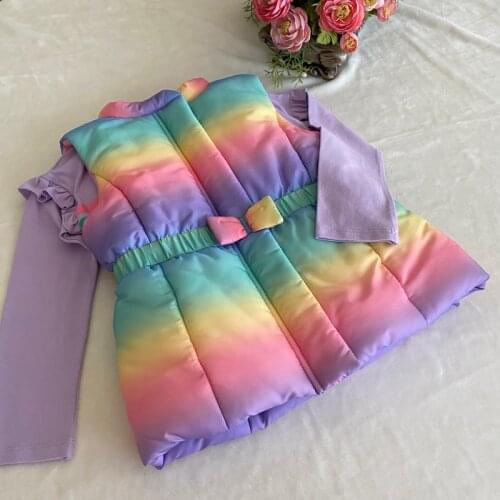 Girls Children Warm Polyfill Rainbow Vest 2020 Autumn Baby Waistcoat Kids Outerwear Vest Children Clothing Jackets Vest