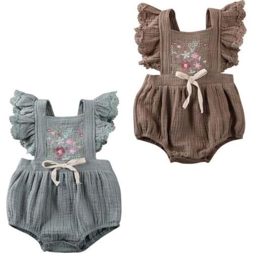 0-24M Baby Clothes Girl Flower Print Romper Girls Sleeveless Knitted Jumpsuit Newborn Outfit Kid Sunsuit Kids Floral Clothes