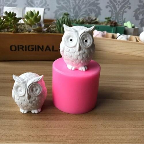 DIY 3D Owl Shaped Soap Mold Silicone Mold Craft Sculpture Cake Decoration Molds Candle Mold Plaster Ornaments Gypsum Cement