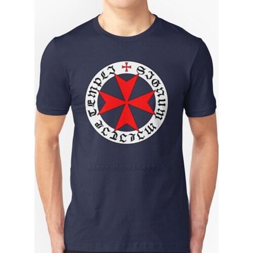 Knights Templar 12Th Century Seal - Holy Grail - Templars - Crusades - V2 Short-Sleeved T-Shirt Harajuku Hip-Hop T-Shirt Tee