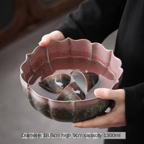 Ceramic Large Tea Basin Manual Earthenware Tea Basin Bei Xi Writing-Brush Washer Tea Basin Tea Leaf Bucket Tea Set Siteel