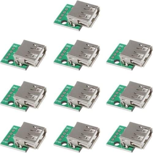 10Pcs/lot USB 2.0 Breakout Board USB to DIP Adapter 2.54mm Breakout Board 4 Pins Pinboard USB Type A Breakout Board