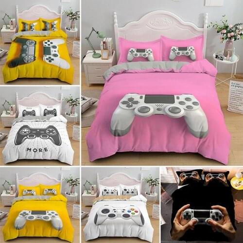 Pink Girl Gamepad Duvet Cover Set Cartoon Luxury Gamer Bedding Set King Queen Single Size Quilt Comforter Covers Print Bedlinen