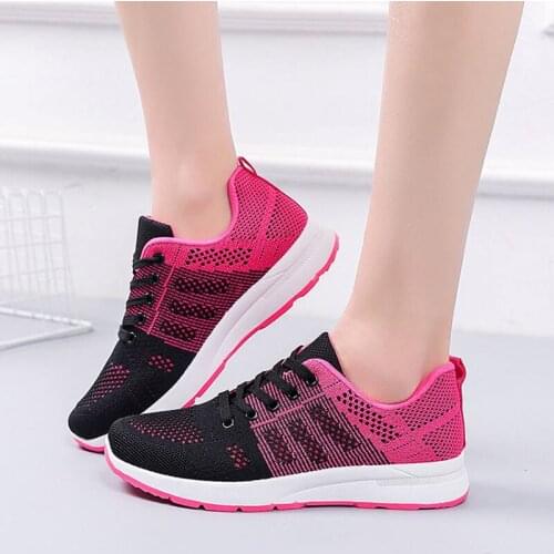 2021 New Women Vulcanized Shoes Sneakers Female Lace Up Mesh Breathable Casual Running Sports Shoes Zapato Transpirable Mujer