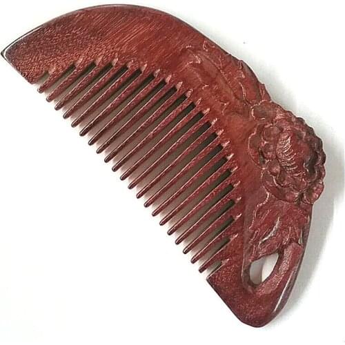 MC Comb Beautiful Handmade Carved Flower Violet Wood Hair Combs Wide Tooth High Quality Hair Brush Wood Peigne Cheveux Comb