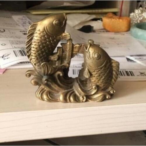 Copper Statue ancient Chinese sculpture copper pair of feng shui carp statues