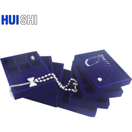 Fashion Blue Drawer Jewelry Organizer Jewellery Box Earring Display Rings Holder Necklace Pendant Tray Watch Nice Gift Packaging
