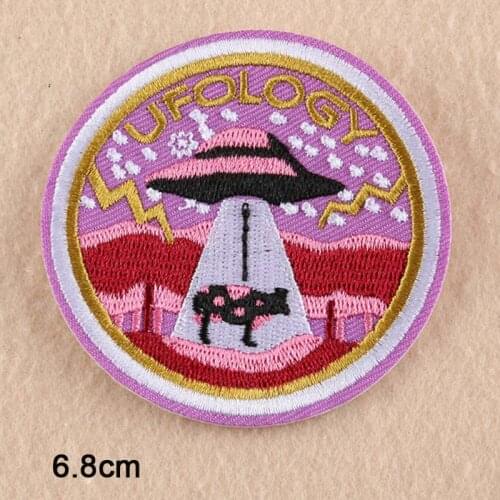 UFO Logy Punk Iron On Patch Clothes Patch For Clothing Boys Embroidered Patch Clothes Stickers Garment Apparel Accessories