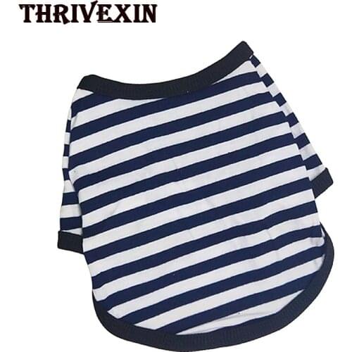 Dog Clothes Spring and Summer Thin Pet Clothing Striped Round Neck T-shirt Small and Medium-sized Dogs Pomeranian Teddy shirts