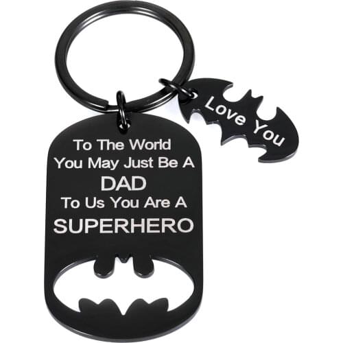 Fathers Day Gifts Dad Birthday Keychain for Daddy Step Dad To Be Husband From Daughter Son Wife Kids I Love You Key Ring Pendant