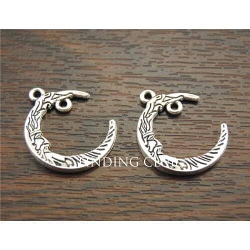 30pcs Metal Alloy Moon Pendant Silver Color Fit Bracelets Necklace DIY Metal Jewelry Making A1166/A1167
