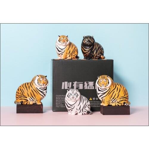 Resin Fat Tiger Desktop Ornaments Cute Pet Animal Figure Collector Crafts Souvenirs Decoration Simulation Decor Kid Toy Gift