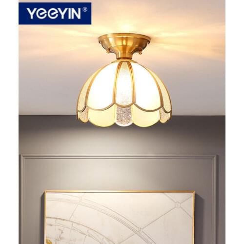 YEEYIN Ceiling lamp LED Full brass with Flower Delicate Design For Home Hallway Corridor Cloakroom Decoration Ceiling Light 220V