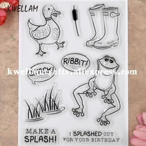 MAKE A SPLASH Birthday Frog Duck Scrapbooking DIY photo cards rubber stamps clear stamps transparent stamp 11x15.5cm KW8101305