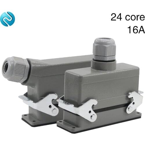 Rectangular H24B - HE - 024-1 heavy duty connectors 24 pin line 16 a500v screw feet of aviation plug on the side