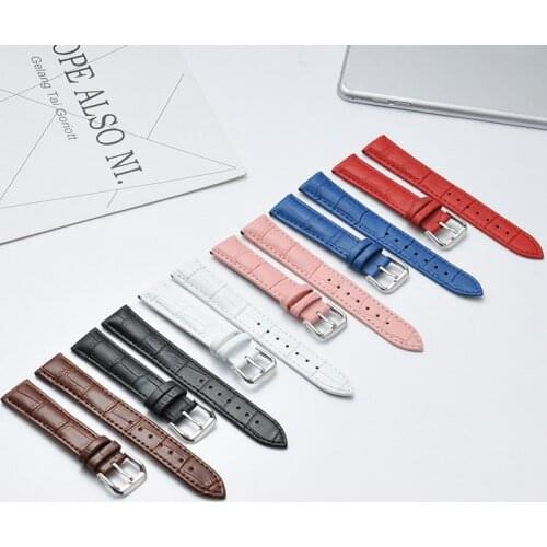 14mm 16mm 18mm 20mm 22mm 24mm Genuine leather watchband watch belt strap wristwatches band Bracelet Female pink white red