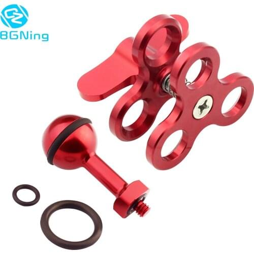 Diving Ball Fixture Lights Arm Triple Butterfly Clip Clamp Mount 1/4" Screw Adapter for GOPRO Hero 5 6 GitUp DSLR Camera
