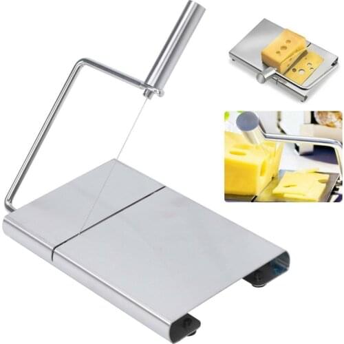 Silver Heavy Duty Cheese Slicer With Cutting Wire Cheese Board Stainless Steel Butter Cutter Cheese Tools Kitchen Accessories