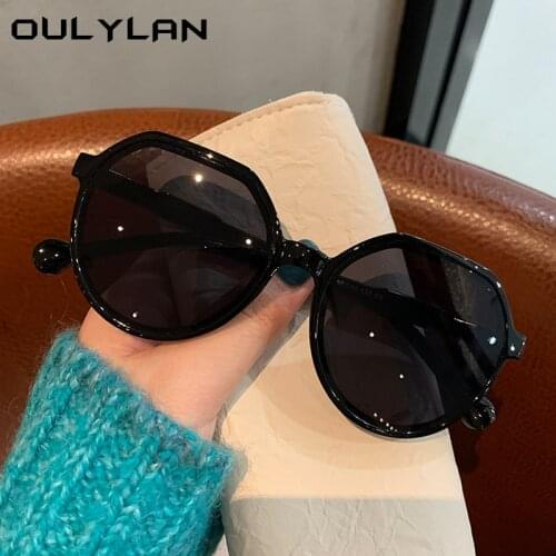 Oulylan 2021 Polygon Cat Eye Sunglasses Women Vintage Sun Glasses Men Green Colored Eyeglasses UV400 Outdoor Eyewear