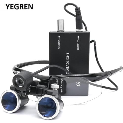 Dental Loupe Magnifier Medical Surgery Loupes 2.5X /3.5X Binocular Loupe LED Dental Head Light Rechargeable for Dentist Surgery