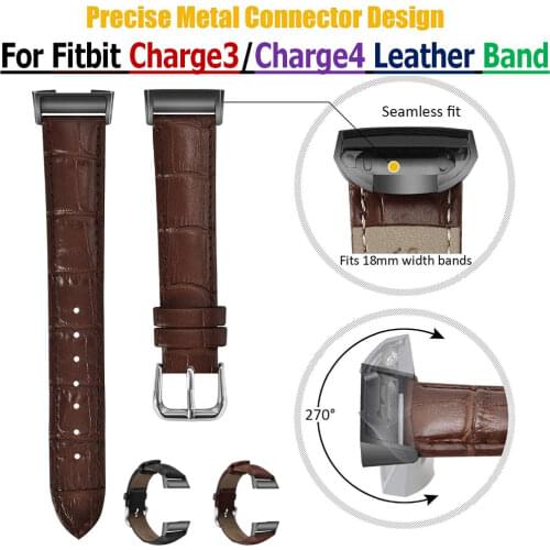 COMLYO Leather Wrist Strap for Fitbit Charge 3 Bracelet Charge3 Band Replacement Watchband for Fitbit Charge 4 Smart Watch Belt