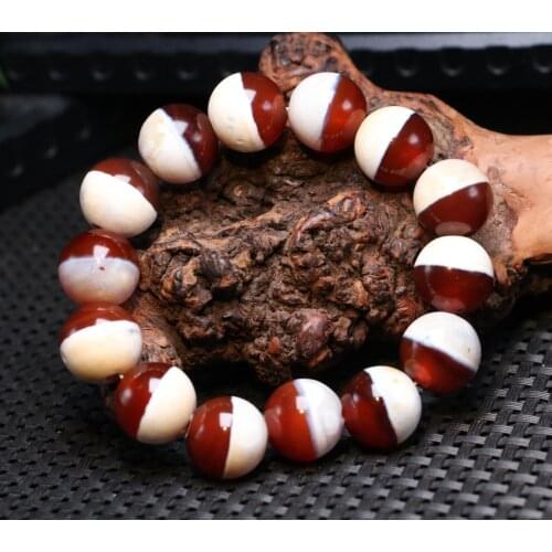Magic Tibetan old Red Agate Yin Yang Healer Medicine dZi Bead Bracelet Amulet 14 FR ZZY LKbrother Sauces Top Qulality Garrentee