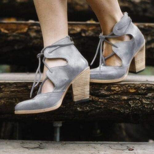 2021 Women Sexy High Heel Ankle Length Boots for Spring Autumn Zipper Closure Cross Tied Booties Heels Flock Shoes