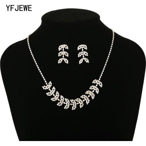 YFJEWE Fashion design women centipede combination shape rhinestone imitation plating chain necklace earring set jewelry #N204