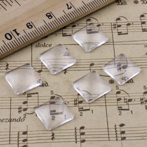 12x12mm Thickness:4mm Square Flat Back Clear Glass Cabochon Dome Cameo Jewelry Finding 20pcs/lot (K02919)