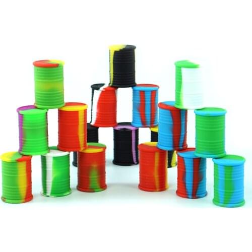 15pcs 11ml oil barrel shape silicone wax container jar silicone storage jar nonstick dab container wax jars