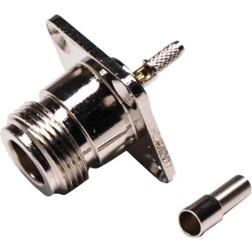 2pcs N Type Female Plug 4 Hole Flange Crimp For RG316 RG174 Cable RF Connector