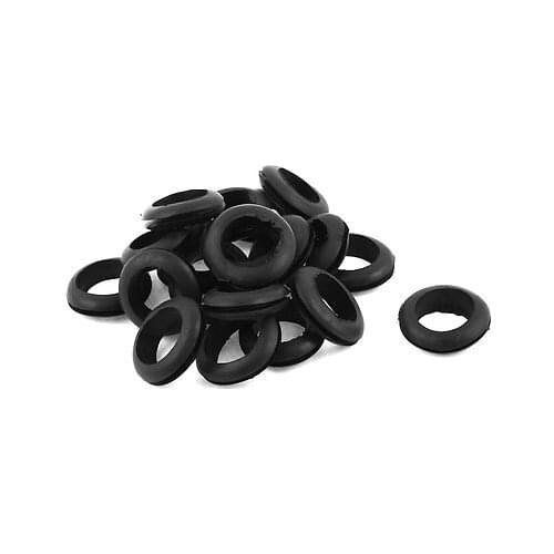 20 x Black Rubber 20mm Open Hole Ring Dual Side Cable Wiring Grommet