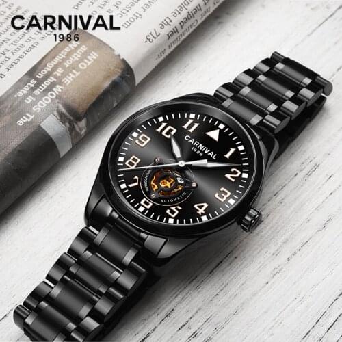 2019 CARNIVAL Automatic Mechanical Watches Men Top Brand Luxury Business Waterproof Stainless Steel Male Clock Relogio Masculino