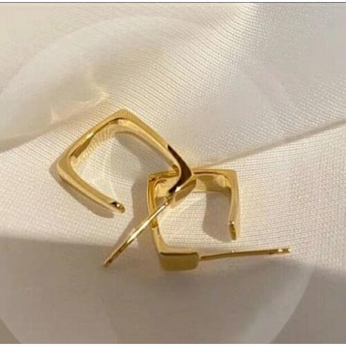 2021 Korea Fashion Concise Style Square Earrings Golden Color Geometric Square Earrings for Women Temperament Jewelry Wholesale