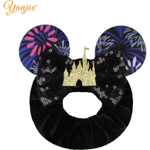2021 Halloween/Christmas Festival Sequins Hair Bow Mouse Ear Velvet Women Scrunchies Hair Bands For Girl Headband Headwear