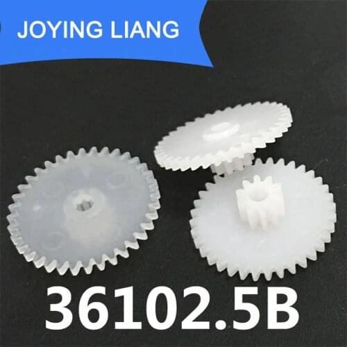 36102.5B 0.5M GEARS 19mm Diameter 36 Teeth + 10 Teeth 2.5mm Shaft Loose Pom Plastic Pinion Gear Toy Model Gear (2000pcs/lot)