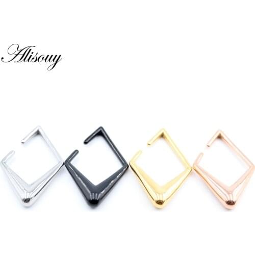 Alisouy 1pc Punk Stainless Steel Rhombus Square Heavy Ear Weight Clip Expanders Gagues Stretchers Piercing Earring Body Jewelry