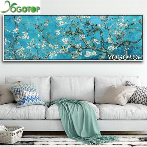 YOGOTOP Diy diamond painting Cross Stitch Blossoming Almond Tree Full Square Embroidery Mosaic Crafts large size QA608