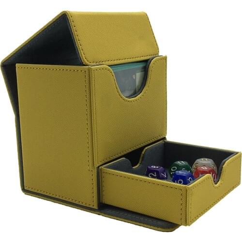TCG Deck Case For Magic/Pokemon/YuGiOh Card Box Board Game Holder Container Satin Tower: 100+Yellow