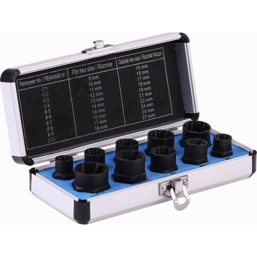 10pcs 9-19mm Damaged Nut Bolt Remover Kit Stud Extractor Broken Bolt Screw Remover Hand Tools Set Threading Tool