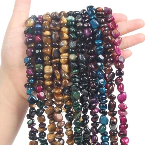 8-10MM color irregular Tigers Eye Stone Lapis lazuli Beads For Jewelry Making DIY Loose Spacer Beads Necklace Bracelet Handmade