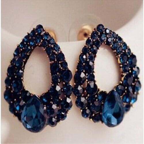2020 New Natural Fashion Blue Zircon Big earrings Jewelry Brincos Earrings For Girls Summer Style Pendientes