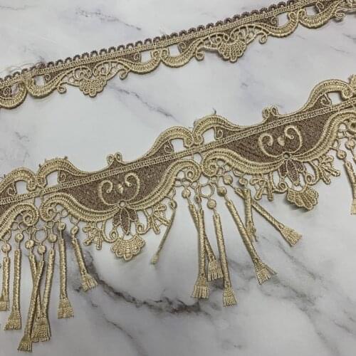 15yards Embroidered Fringe Lace Ribbon Trims for Costumes Sofa Home Textiles Curtain Trimmings Dress Edge Applique Polyester
