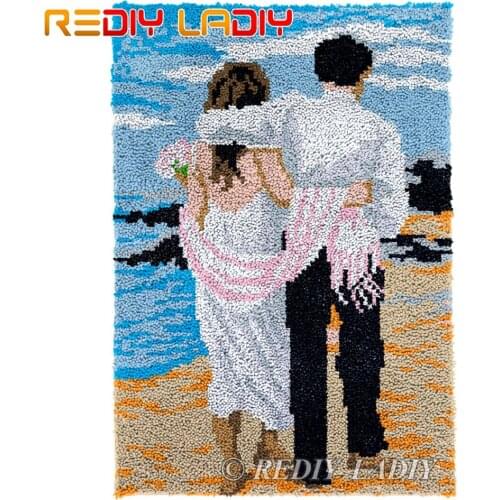 Latch Hook Rug Chunky Yarn Tapestry Kits DIY Carpet Rug Beach Lovers Knitted Floor Mat Crochet Cushion Arts & Crafts 58*87cm