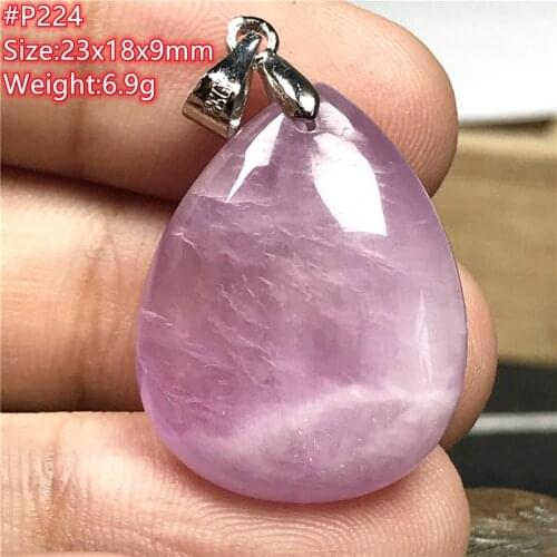 Natural Purple Kunzite Crystal Pendant Jewelry For Women Man 23x18x9mm Beads Love Healing Luck Gift Stone Silver Gemstone AAAAA
