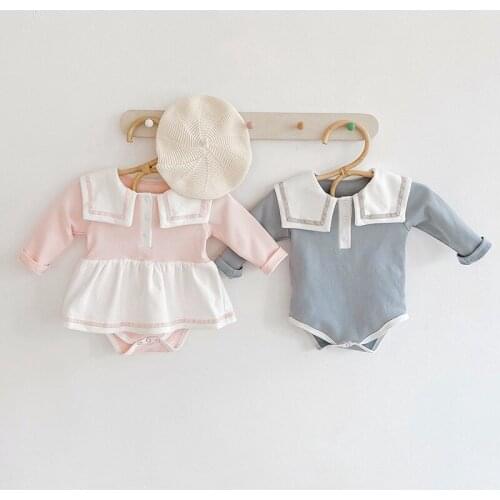 Ins Hot Sale Baby Girls and Boys Cotton Romper Brother-sister Clothes
